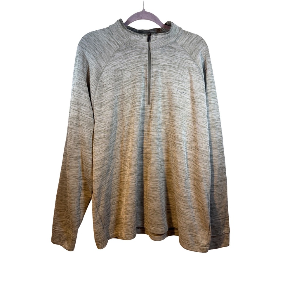 Greg Norman Mens XXL Gray Space Dye 1/4‎ Zip Pullover Golf Performance Sweater